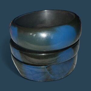 Vintage Lucite Navy/Black Retro Bangle Bracelet Set - 3 Pieces